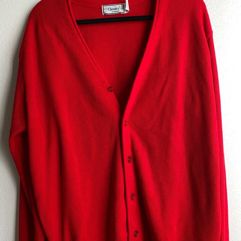 RED V-NECK SWEATER - Picture 4 of 5